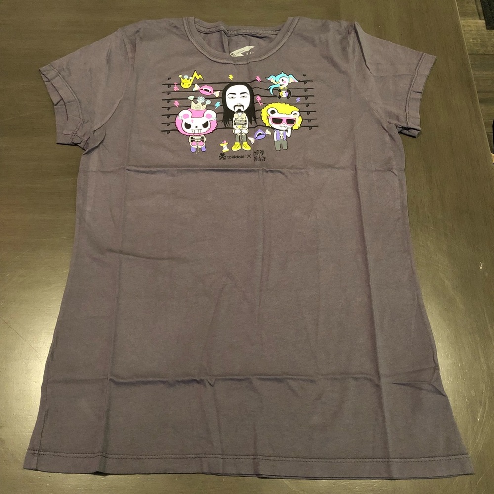 New Women’s Tokidoki Dim Mak Steve Aoki Gray shirt